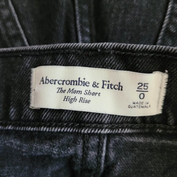 Abercrombie Fitch Mom Short High Rise Size 25/0 Denim Cutoffs Shorts Black - Picture 13 of 14